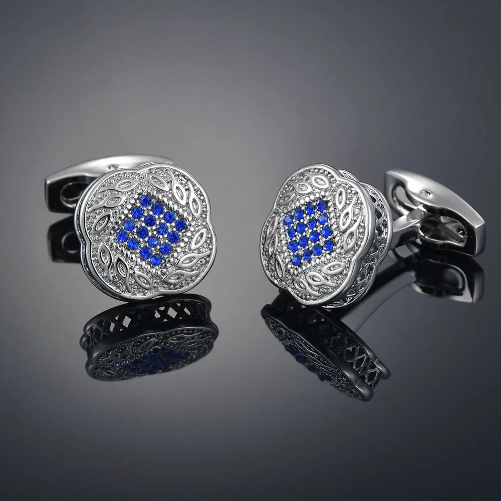 Crystal Cufflinks for Men – Luxury French Shirt Cufflinks for Wedding & Formal Suits