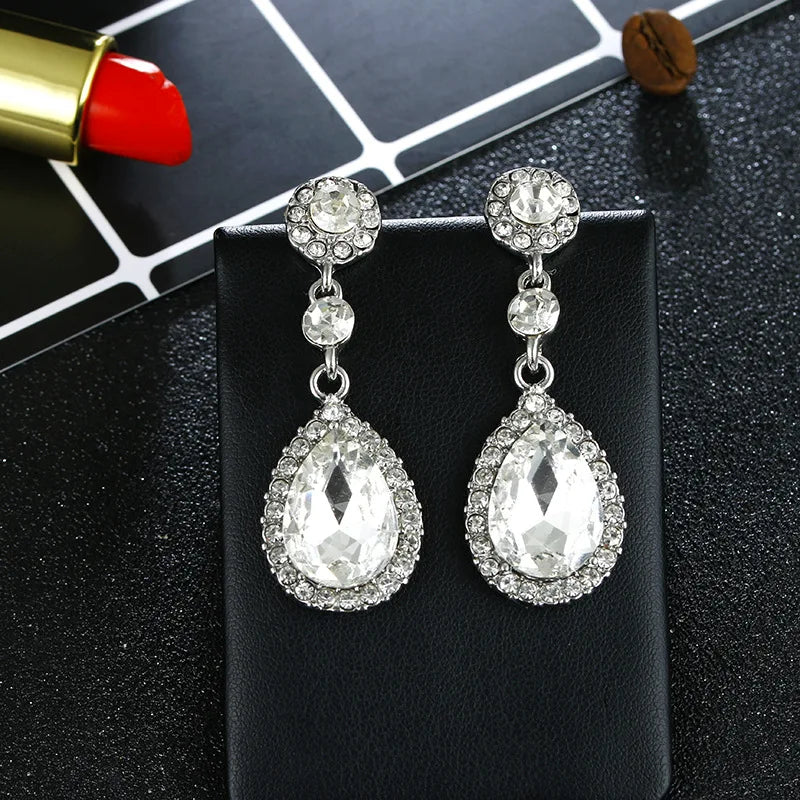Luxury Water Droplet Dangle Earrings with Sparkling CZ Crystal – Elegant Long Earrings for Women
