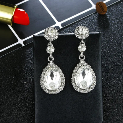 Luxury Water Droplet Dangle Earrings with Sparkling CZ Crystal – Elegant Long Earrings for Women