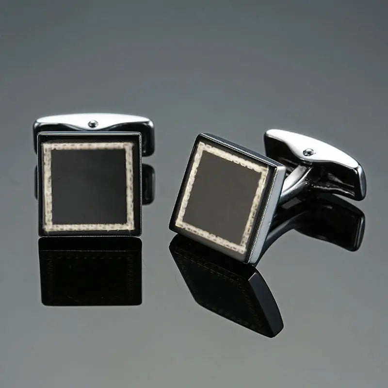 Eco-Friendly Carbon Fiber & Mahogany Square Cufflinks – Laser Lattice Pattern French Shirt Accessories for Men