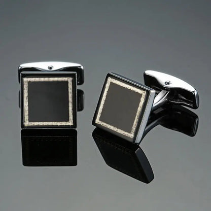 Eco-Friendly Carbon Fiber & Mahogany Square Cufflinks – Laser Lattice Pattern French Shirt Accessories for Men