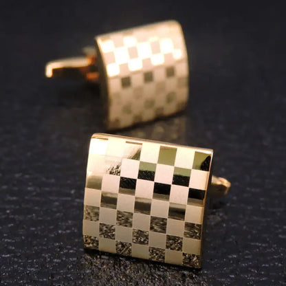Eco-Friendly Carbon Fiber & Mahogany Square Cufflinks – Laser Lattice Pattern French Shirt Accessories for Men
