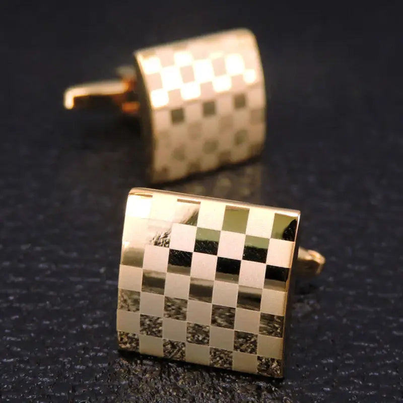 Eco-Friendly Carbon Fiber & Mahogany Square Cufflinks – Laser Lattice Pattern French Shirt Accessories for Men