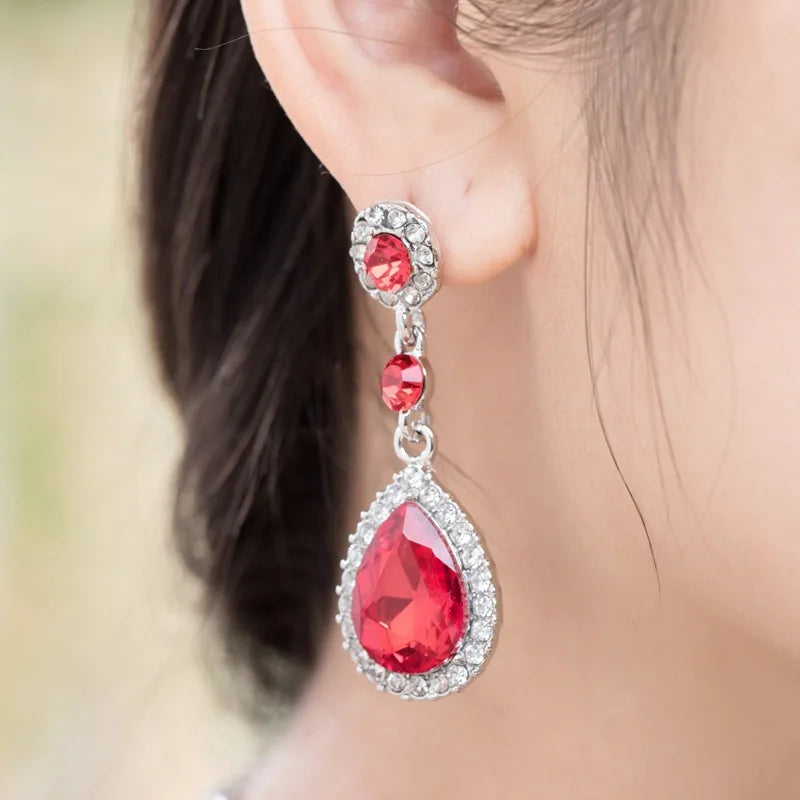 Luxury Water Droplet Dangle Earrings with Sparkling CZ Crystal – Elegant Long Earrings for Women