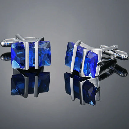 Crystal Cufflinks for Men – Luxury French Shirt Cufflinks for Wedding & Formal Suits
