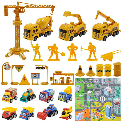 2025 Kids Christmas Advent Calendar – 24 Days of Fire Truck & Engineering Car Toys Gift Set