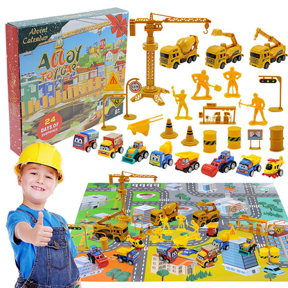 2025 Kids Christmas Advent Calendar – 24 Days of Fire Truck & Engineering Car Toys Gift Set