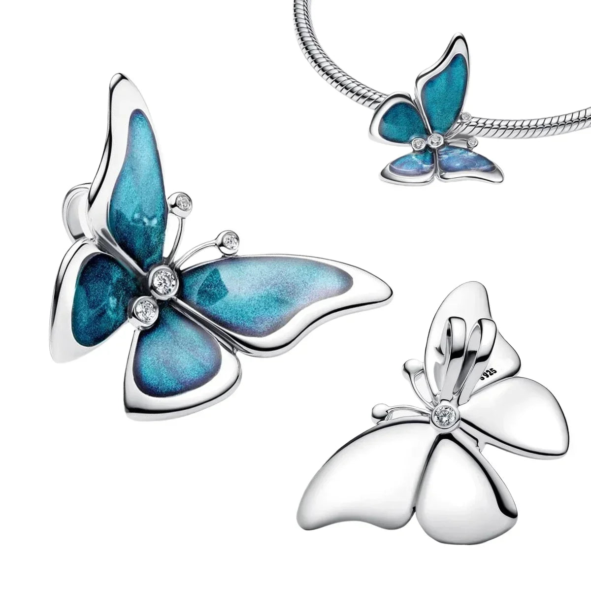 925 Sterling Silver Pink Daisy Flower Spacer Charms – Butterfly, Heart & Bird Beads for DIY Bracelet & Necklace Jewellery