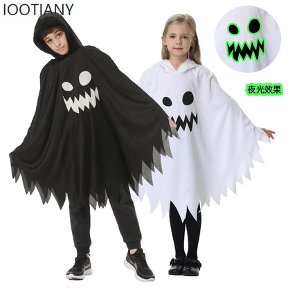 Kids Luminous Ghost Cape Costume – Halloween Party Fancy Dress for Boys & Girls