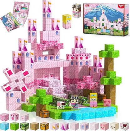 Magnetic Building Blocks Mine Magnet World Construction Set Stacking Magnet Cube STEM Sensory Toys for Boy Girl Kids Age 3+
