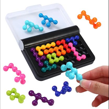 120 Challenges 3D Pyramid Puzzle – Montessori IQ Board Game with Pearl Beads for Children