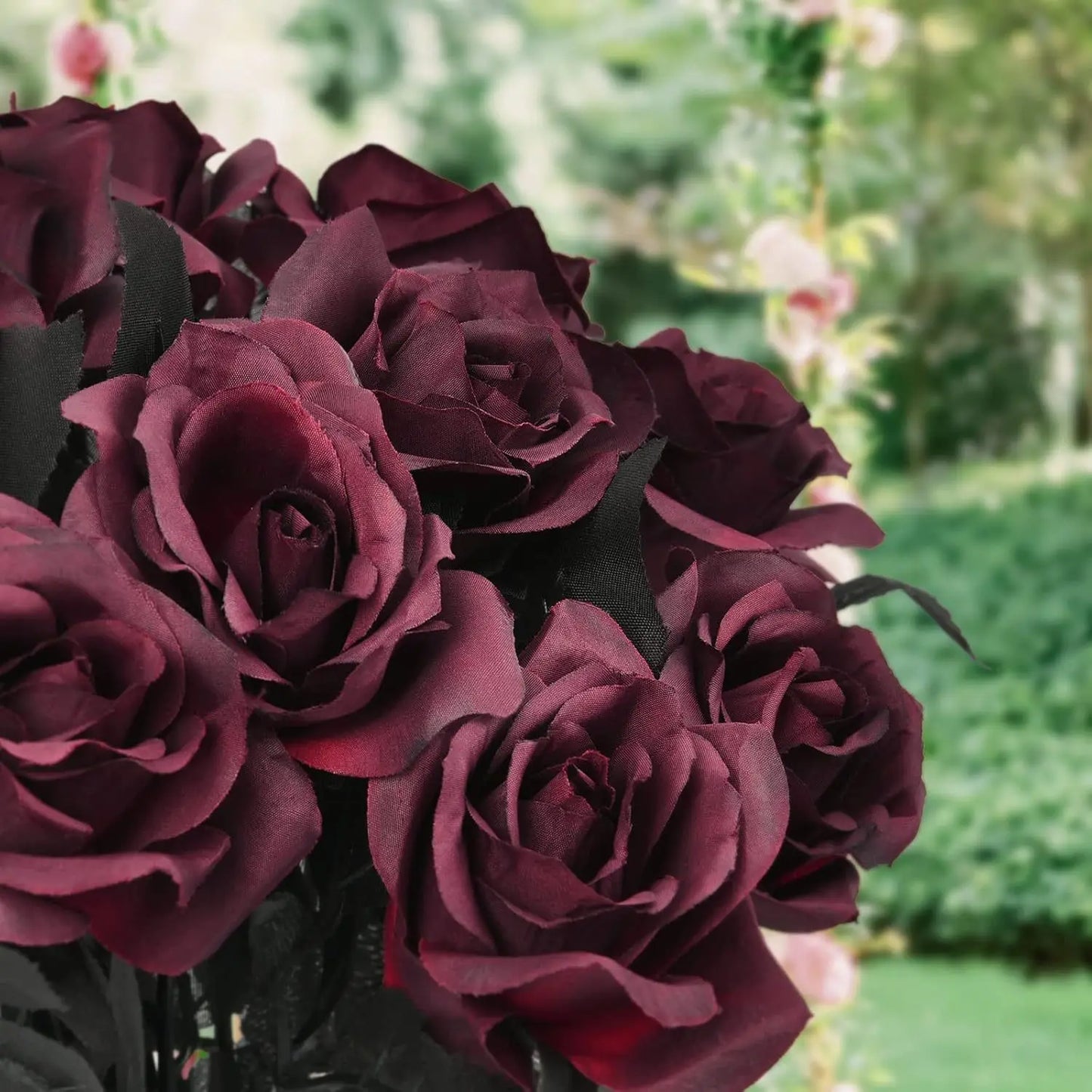 Halloween Black & Burgundy Dahlia Artificial Flowers – Creepy Chic Branch Arrangement for Home & Events