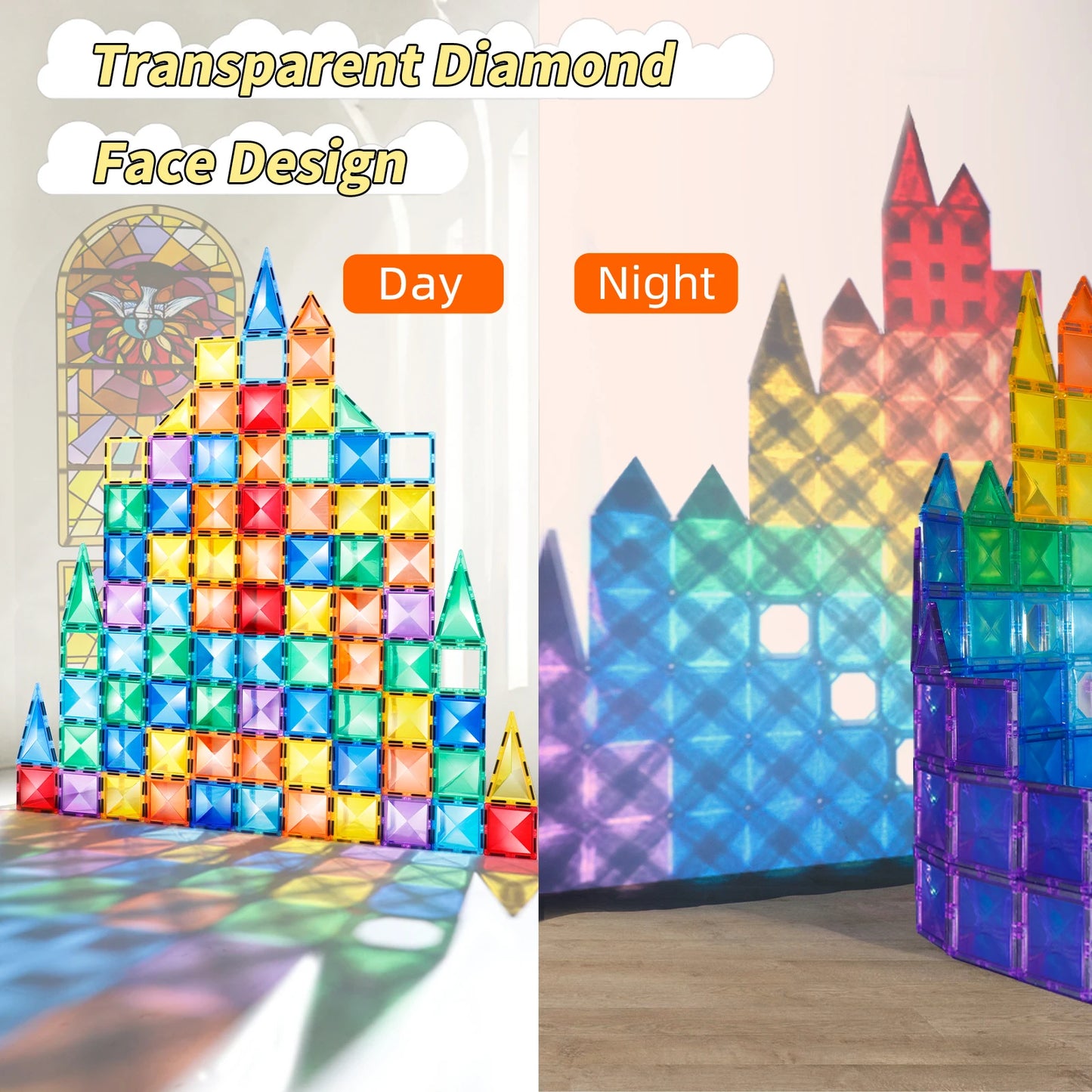STEM Star Diamond Magnetic Tiles Montessori Construction Toy Set