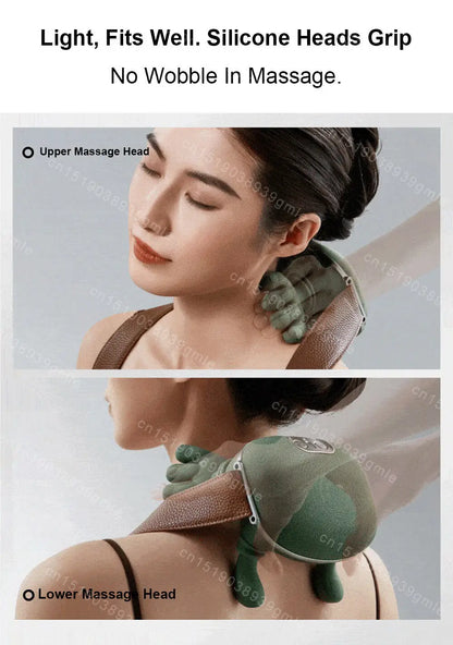 Wireless Electric Deep Tissue Neck and Shoulder Massager Cervical Spine Kneading Relax Muscles Hot Compress Back Massager Pillow