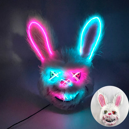 Scary Neon Light Mask – Killer Bear LED Cosplay for Halloween