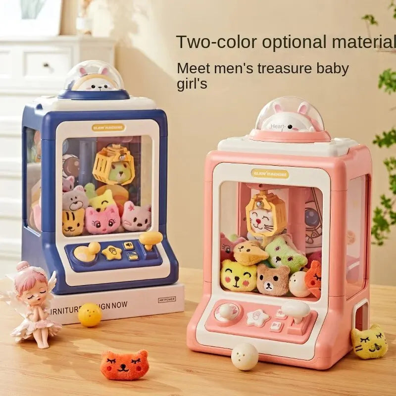Automatic Mini Cartoon Claw Machine Toy for Children – Coin-Operated Game with Lights and Music