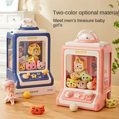 Automatic Mini Cartoon Claw Machine Toy for Children – Coin-Operated Game with Lights and Music