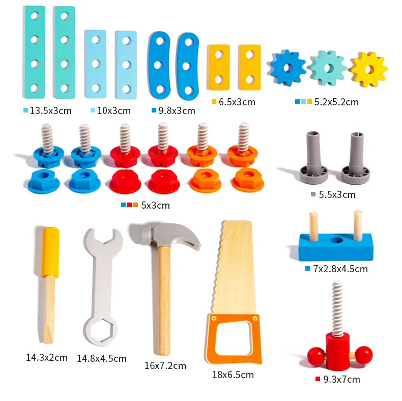 Children's Wooden Toolbox Set Toys Simulation Maintenance Tool Repair Toys Montessori Screw Puzzle Kids Pretend Play Toys Gift