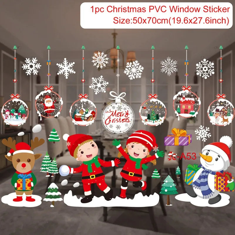 Christmas Window Stickers Christmas Wall Sticker Room Wall Decals Merry Christmas Decors For Home New Year Stickers 2025