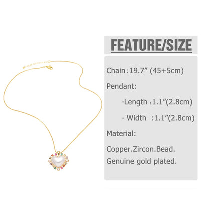ASJEWELRY White Pearl Shell Bee & CZ Crystal Heart Necklace for Women – Elegant Zircon Jewellery Gift