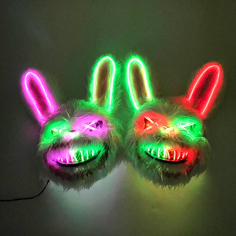 Scary Neon Light Mask – Killer Bear LED Cosplay for Halloween