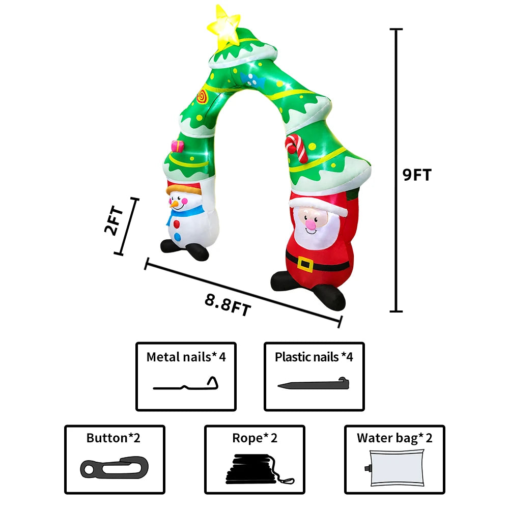 Merry Santa Sleigh Arch LED Inflatable | Christmas Outdoor & Garden Decoration