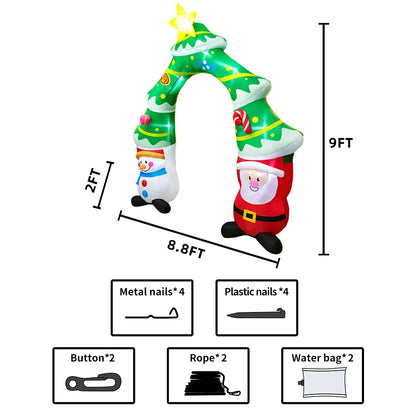 Merry Santa Sleigh Arch LED Inflatable | Christmas Outdoor & Garden Decoration