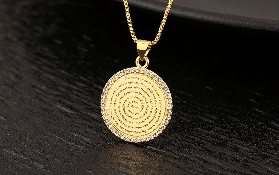 AIBEF S/L Relief Coin Pendant Necklace – Vintage Copper Medallion Design for Women & Men, Fashion Jewelry Gift