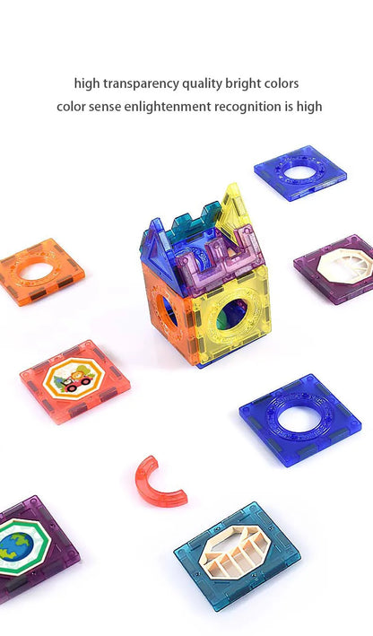 LED Magnetic Blocks Track Building Brick Bead Ball Children Toys Construction Competition Running Pipeline Building Blocks