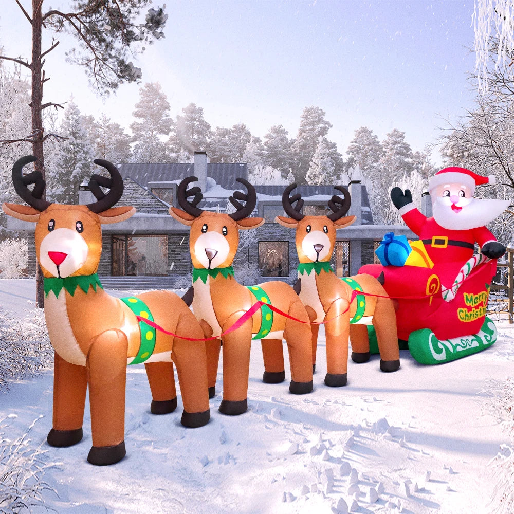 Merry Santa Sleigh Arch LED Inflatable | Christmas Outdoor & Garden Decoration