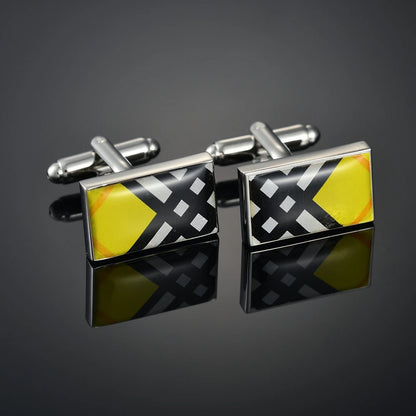 Luxury Enamel Copper Laser-Cut Lattice Cufflinks with Gemstone & Dragon Design – Premium French Shirt Cuff Links for Men’s Weddings & Formal Suits