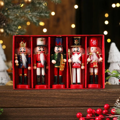 3/4/5Pcs Wooden Christmas Nutcracker Ornaments – Classic Soldier Figures for Festive Tree Hanging Decorations