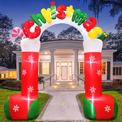 Merry Santa Sleigh Arch LED Inflatable | Christmas Outdoor & Garden Decoration