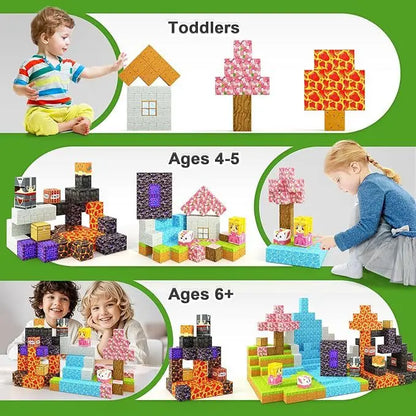 Magnetic Building Blocks Mine Magnet World Construction Set Stacking Magnet Cube STEM Sensory Toys for Boy Girl Kids Age 3+