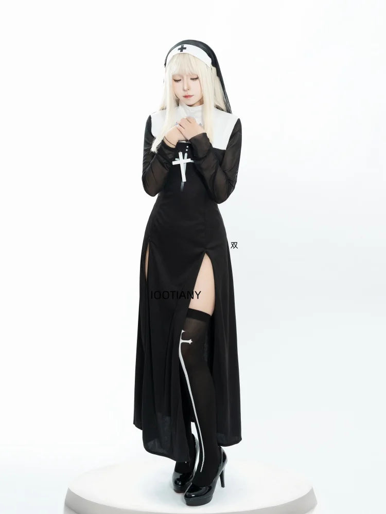 Sexy Anime Nun Costume – Cute Halloween Cosplay Sister Outfit for Women