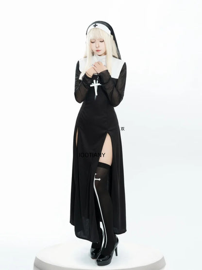Sexy Anime Nun Costume – Cute Halloween Cosplay Sister Outfit for Women
