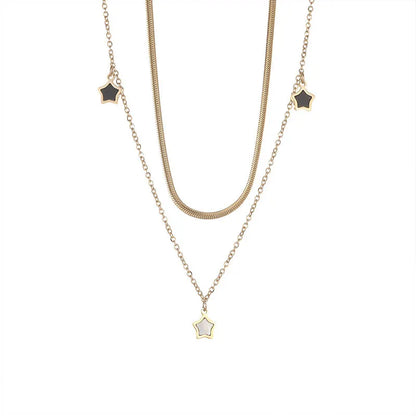 316L Stainless Steel Multilayer Star Charm Necklace & Bracelet Set for Women – Trendy Jewellery Party Gift