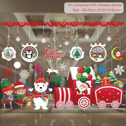 Christmas Window Stickers Christmas Wall Sticker Room Wall Decals Merry Christmas Decors For Home New Year Stickers 2025
