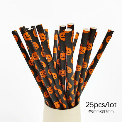 Halloween Disposable Tableware Set – Pumpkin Plates, Cups, Napkins, Tablecloth & Banner for Spooky Party Decorations