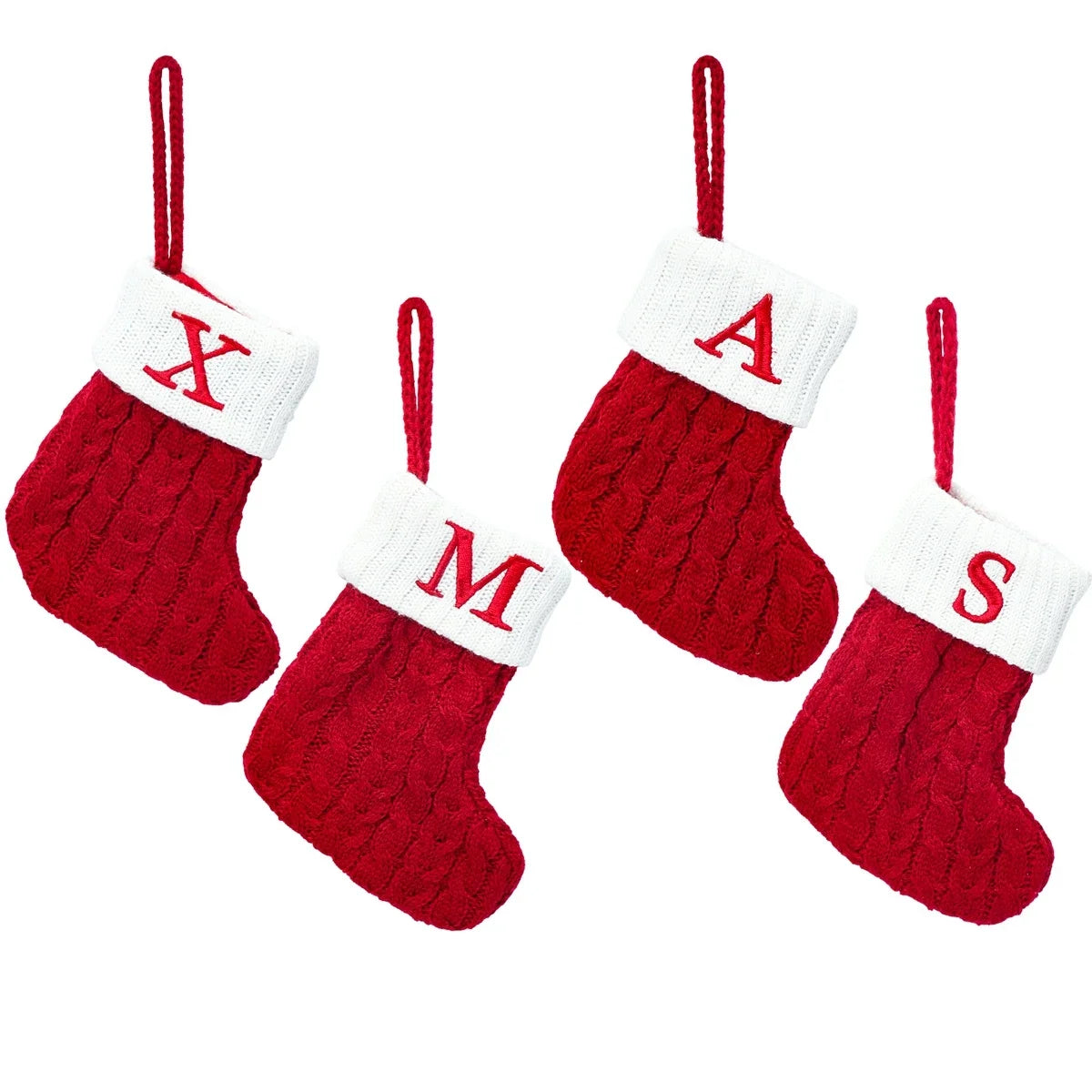 Personalised Knitted Christmas Stocking – A-Z Letter Snowflake Xmas Decoration for Home & Tree