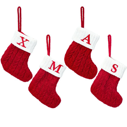 Personalised Knitted Christmas Stocking – A-Z Letter Snowflake Xmas Decoration for Home & Tree