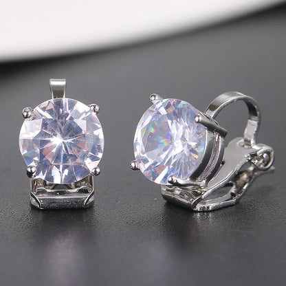Classic AAA Cubic Zirconia Stud Earrings for Women – White Gold Plated Round Crystal Fashion Jewellery