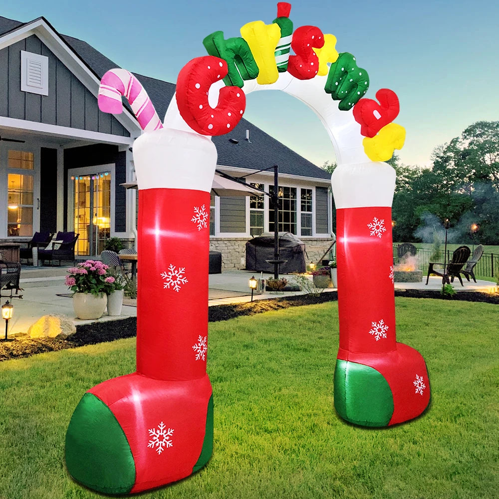 Merry Santa Sleigh Arch LED Inflatable | Christmas Outdoor & Garden Decoration