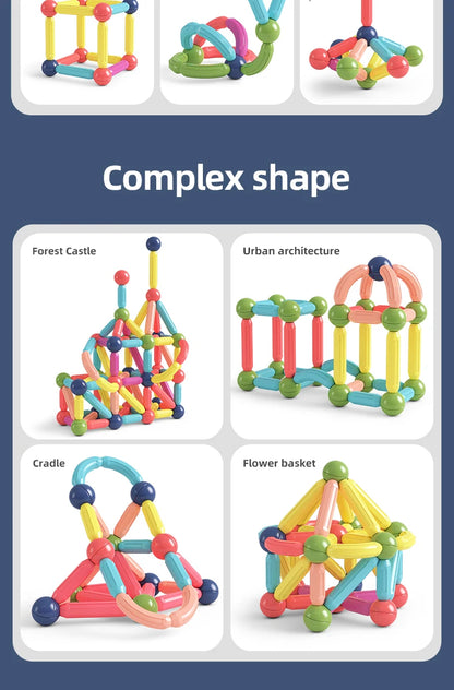 Magnetic Building Sticks Blocks – 3D STEM Construction Puzzle Toy Gift for Kids & Toddlers