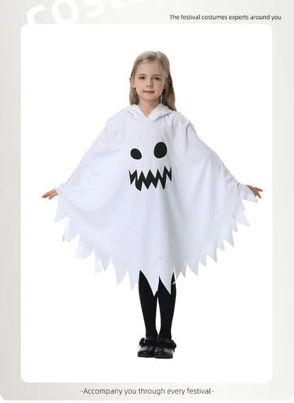 Kids Luminous Ghost Cape Costume – Halloween Party Fancy Dress for Boys & Girls