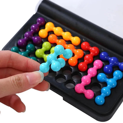 120 Challenges 3D Pyramid Puzzle – Montessori IQ Board Game with Pearl Beads for Children