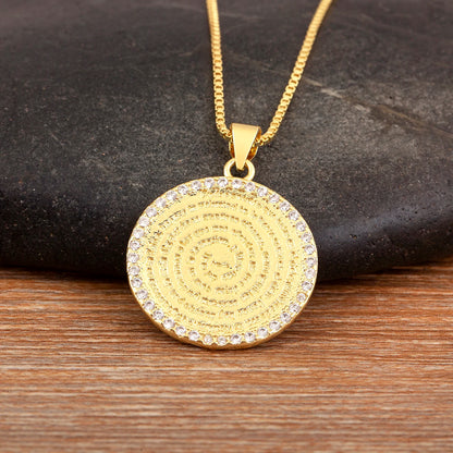 AIBEF S/L Relief Coin Pendant Necklace – Vintage Copper Medallion Design for Women & Men, Fashion Jewelry Gift