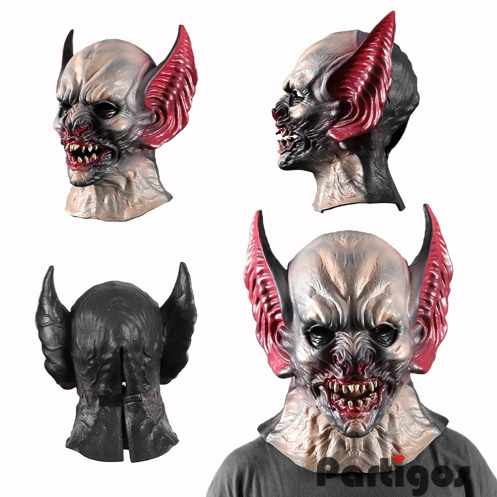 Haunted House Horror Mask with Long Ears & Teeth – Halloween Cosplay Party Prop
