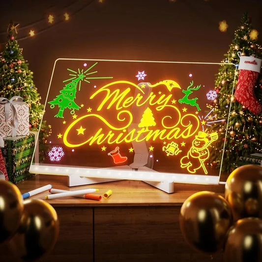 Children's DIY LED Acrylic Drawing Board – Erasable Hand-Painted Notepad & Night Light, Perfect Kids Gift