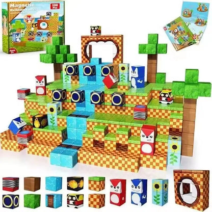 Magnetic Building Blocks Mine Magnet World Construction Set Stacking Magnet Cube STEM Sensory Toys for Boy Girl Kids Age 3+